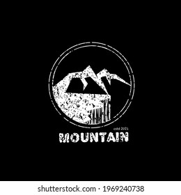 Rustic logo of Mountain Vintage design, vector, graphic design. Can be used for T-shirt apparel 
