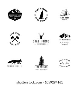 Rustic Logos - Set of 9 rustic logo templates. Designs for the outdoors and nature