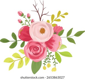 Ramo rústico de Boda de rosa granate y flores silvestres