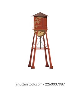 Rustic metal construction for storing water vector illustration  Cartoon drawing water tower for storage hydro resource reserve isolated white background  Water supply concept