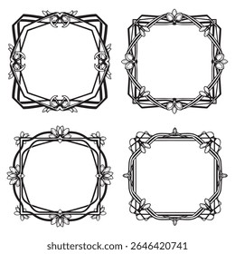 Rustic and Modern Vintage Decorative Floral Border Vector Collection
