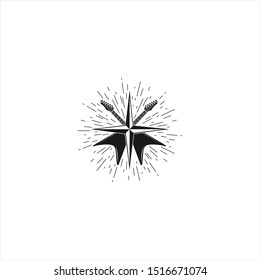 Rustic music logo design inspiration with star and guitar vector