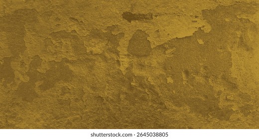 Textura de parede amarela de mostarda rústica com pintura descascando e efeito marmoreado natural em toda a superfície

