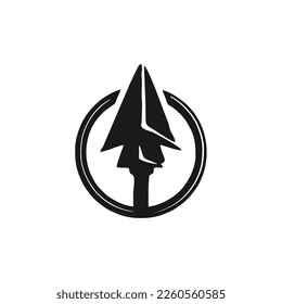rustic native arrowhead spear in circle icon vector
