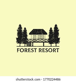 Rustic Nature Forest Resort logo design, best for business and hotel logo idea