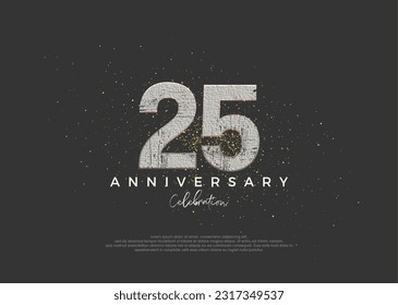 Número rústico para la celebración del 25 aniversario. diseño de vector premium. Vector premium para afiches, banner, saludo de celebración.