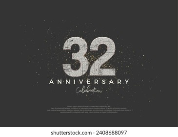 Rustic number for 32nd anniversary celebration. premium vector design. Premium vector for poster, banner, celebration greeting.