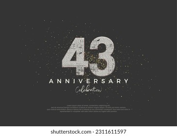 Rustic number for 43rd anniversary celebration. premium vector design. Premium vector for poster, banner, celebration greeting.