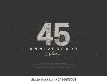 Rustic number for 45th anniversary celebration. premium vector design. Premium vector for poster, banner, celebration greeting.