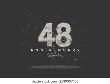 Número rústico para la celebración del 48 aniversario. diseño de Vector premium. Vector de Premium para cartel, Anuncio, saludo de celebración.