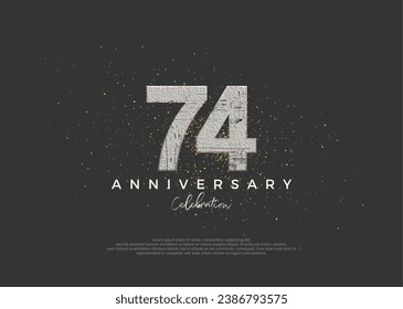 Número rústico para la celebración del 74 aniversario. diseño de vector premium. Vector premium para afiches, banner, saludo de celebración.