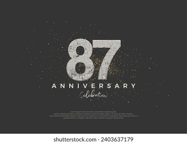 Rustic number for 87th anniversary celebration. premium vector design. Premium vector for poster, banner, celebration greeting.