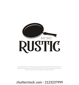 Rustic Old Cast Iron Wok Logo for traditional food dishes restaurant kitchen logo design