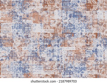 rustic on fabric. Boho floral geometric texture. Seamless pattern. Design with manual hatching. Textile. illustration for web design or print, rug, home textile fashionable trends color and antique 