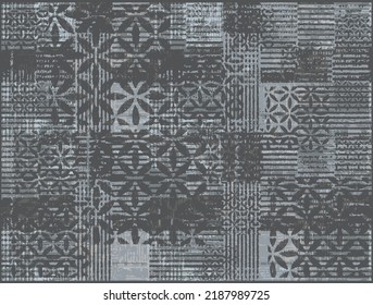 rustic on fabric. Boho floral geometric texture. Seamless pattern. Design with manual hatching. Textile. illustration for web design or print, rug, home textile fashionable trends color and antique 