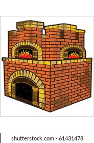 Rustic pizza oven vector illustration
