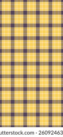 Rustic plaid seamless tartan, seventies check vector pattern. Place textile texture background fabric in amber and pastel colors palette.