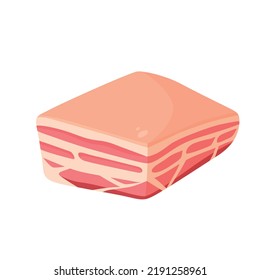 Rustic Pork Belly. Vector Illustration Cartoon Flat Meat Icon Isolated On White Background.