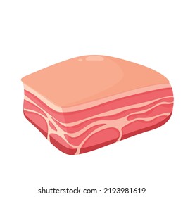 Rustic pork belly. Vector illustration cartoon flat meat icon isolated on white background.