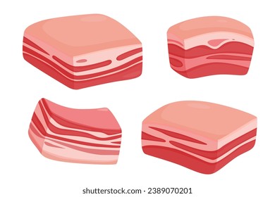 Rustikaler Schweinebauch. Vektorgrafik-Cartoon mit flachem Fleisch Symbol einzeln auf weißem Hintergrund.