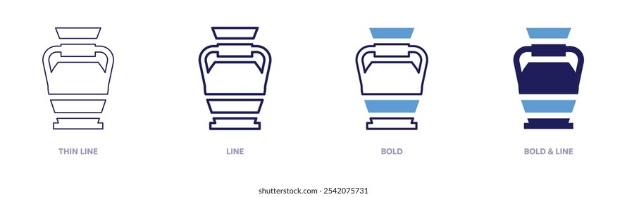 Rustic pottery icon in 4 different styles. Thin Line, Line, Bold, and Bold Line. Duotone style. Editable stroke.