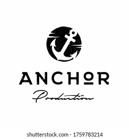 Rustic Retro Vintage Anchor Hand Drawn, Boat Ship Marine Navy Nautical logo design