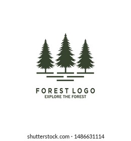 Rustic Retro Vintage Evergreen, Pines, Spruce, Cedar trees logo design