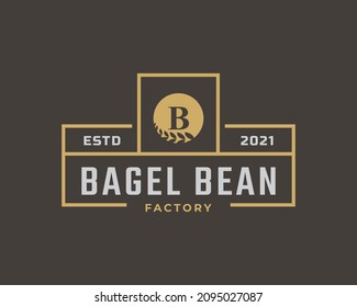 Rustic Retro Vintage Label Badge Letter B for Bagels Logo Design Inspiration