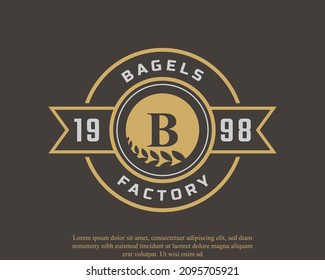 Rustic Retro Vintage Label Badge Letter B for Bagels Logo Design Inspiration