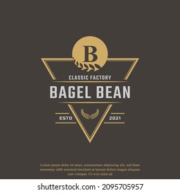 Rustic Retro Vintage Label Badge Letter B for Bagels Logo Design Inspiration