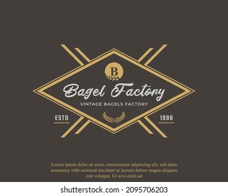 Letra Rustic Retro Vintage Label Badge B para diseño con logotipo Bagels Inspiración