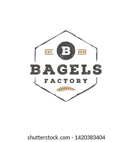 Rustic Retro Vintage Letter B for Bagels Logo Design Vector