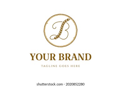 Letra rusa retro vintage B para vector de diseño de logotipos para Bagels