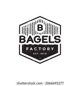 Rustic Retro Vintage Letter B for Bagels Logo Design Vector