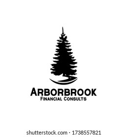 Rustic Retro Vintage pine, evergreen, fir, hemlock, spruce, conifer, cedar, coniferous, cypress, larch, pinus trees logo design