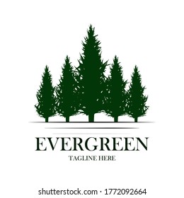 Rustic Retro Vintage pine, evergreen, fir, hemlock, spruce, conifer, cedar, coniferous, cypress, larch, pinus trees logo design