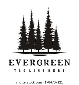 Rustic Retro Vintage pine, evergreen, fir, hemlock, spruce, conifer, cedar, coniferous, cypress, larch, pinus trees logo design