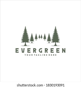 Rustic Retro Vintage pine, evergreen, fir, hemlock, spruce, conifer, cedar, coniferous, cypress, larch, pinus trees logo design