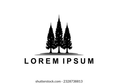 Rústico Retro Vintage pino evergreen hemolock spruce conifer cedar coníferas ciprés larca pinus silhouette logo diseño