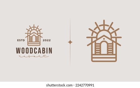 Rustic Retro Vintage Wooden Barn Farm Village Resort logo Illustration. Universal creative premium symbol. Vector sign icon logo template. Vector illustration