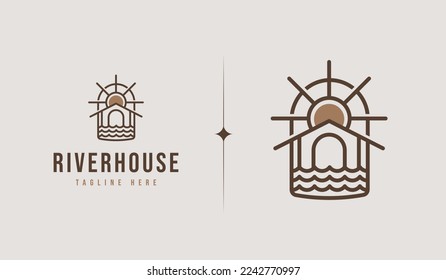 Rustic Retro Vintage Wooden Barn Farm Village Resort logo Illustration. Universal creative premium symbol. Vector sign icon logo template. Vector illustration