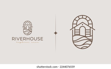 Rustic Retro Vintage Wooden Barn Farm logo Illustration. Universal creative premium symbol. Vector sign icon logo template. Vector illustration