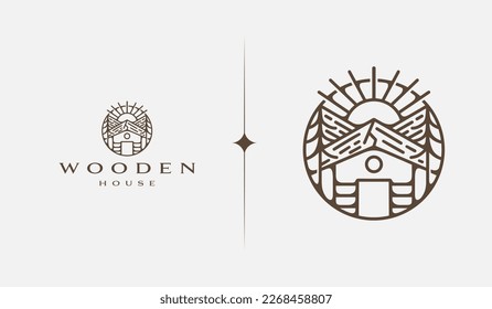 Rustic Retro Vintage Wooden Barn Farm Village Resort logo Illustration. Universal creative premium symbol. Vector sign icon logo template. Vector illustration