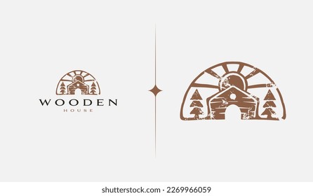 Rustic Retro Vintage Wooden Barn Farm logo Illustration. Universal creative premium symbol. Vector sign icon logo template. Vector illustration