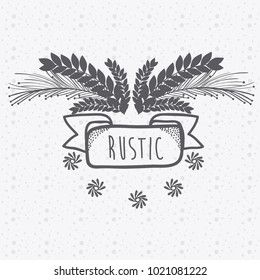 Rustic ribbon banner with flowers hand drawn