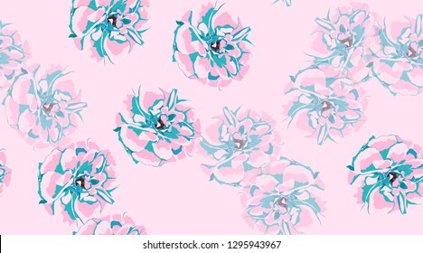 Rustic Roses Pattern, Floral Pastel Watercolor Background. Vintage Flowers, Wedding Invitation Cards. Elegant Roses Pastel Bouquet for Fashion Print. Vector Floral Illustration. Spring Rose in Pastel.