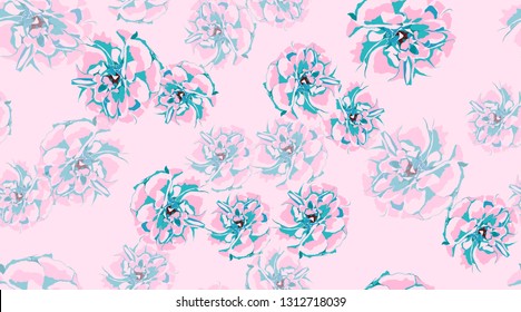 Rustic Roses Pattern, Floral Pastel Watercolor Background. Vintage Flowers, Wedding Invitation Cards. Elegant Roses Pastel Bouquet for Fashion Print. Vector Floral Illustration. Spring Rose in Pastel.