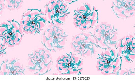 Rustic Roses Pattern, Floral Pastel Watercolor Background. Vintage Flowers, Wedding Invitation Cards. Elegant Roses Pastel Bouquet for Fashion Print. Vector Floral Illustration. Spring Rose in Pastel.