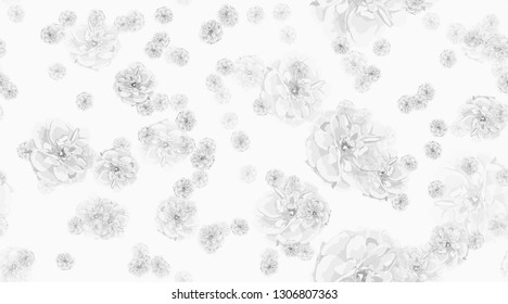 Rustic Roses Pattern, Floral Watercolor Background. Vintage Flowers, Wedding Decoration, Invitation Cards. Elegant Roses Bouquet for Fashion Print. Vector Floral Illustration. Hand Drawn Spring Roses.