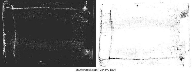 Efeito áspero rústico preto e branco grunge textura projeto de fundo. Ilustração de modelo de textura grunge editável vetorial